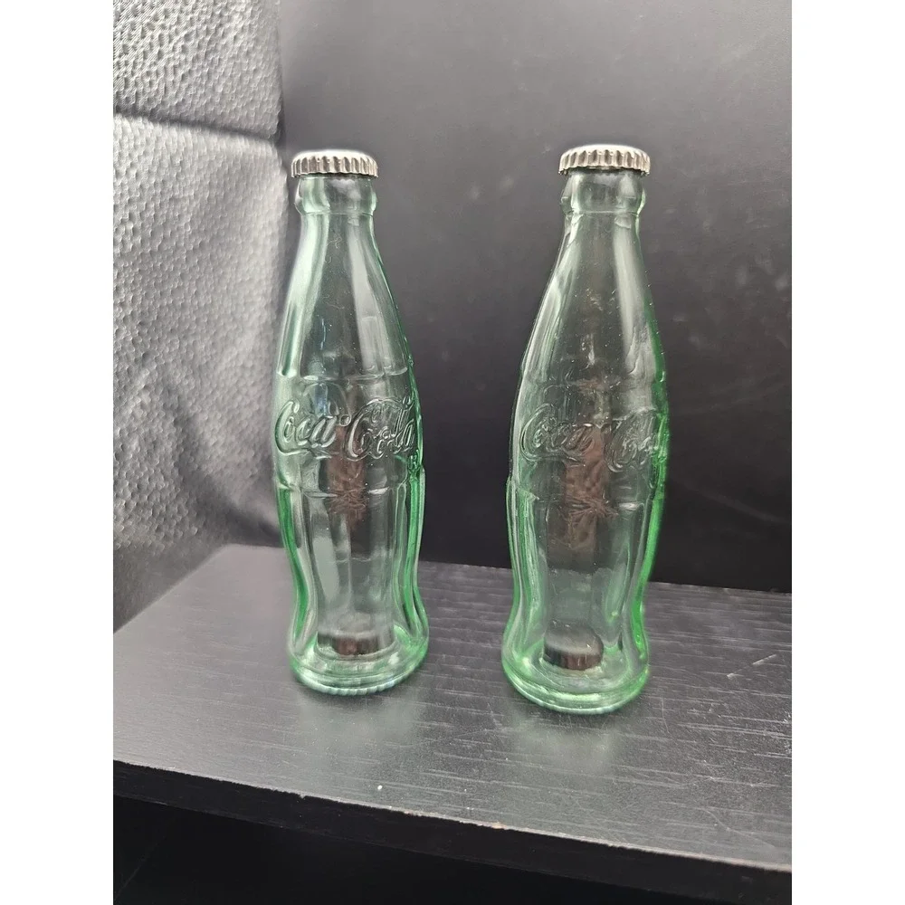 1 pair Mini Coca Cola Bottle Salt & Pepper Set Classic Retro Glass Vintage Style